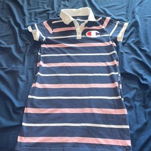 Champion Blue, Pink, and White Striped collar dress